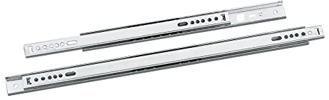 Amig - Guide Modèle 26 en Zinc de 342mm pour Tiroirs | Chariot de Courses Pliable 4 Roues | Support Étagère Verre | Pied de Meuble Naturel Tourné, Argent Métallique
