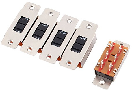 sourcing map 5Pcs Mini Interruptor Deslizante AC 3A/15A 125V/250V | ENCENDIDO/encendido Posición 2 DPTD 6 Pines