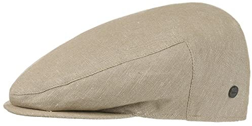 LIERYS Inglese Flatcap Herren Made in Italy Schiebermütze Leinen Baumwolle Denim-Look Frühjahr Sommer beige 55 cm