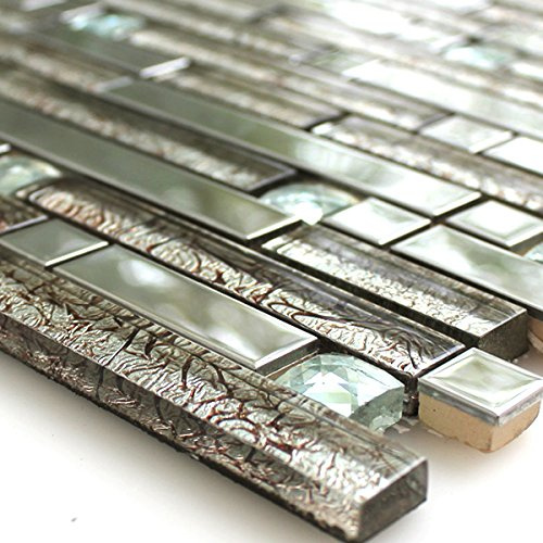 Mosaikfliesen Glas Edelstahl Diamant Schliff