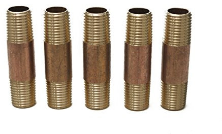 LTWFITTING Messing Fittings 2 Länge Rohrdoppelnippel - Langnippel 1/4 NPT Aussengewinde (5 Stücke)