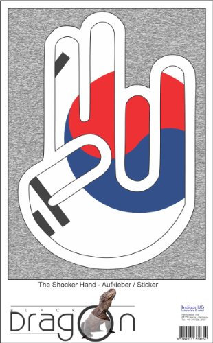 INDIGOS UG - Wandtattoo Wohnzimmer The Shocker Hand Wandaufkleber - Aufkleber - weißer Umriss mit Fahne - Flagge - South Korea-Südkorea 100 cm