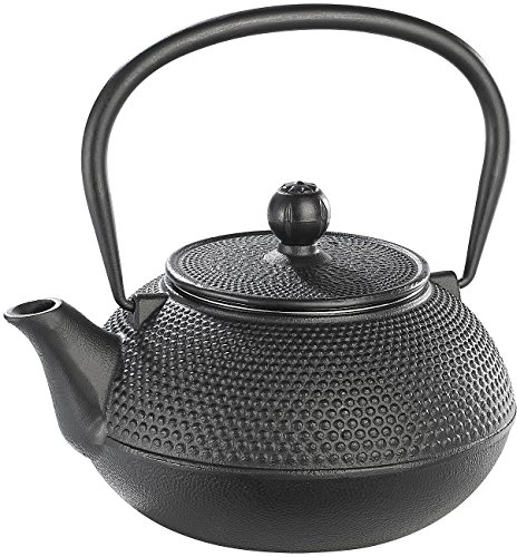 Rosenstein & Söhne Chinesische Teekanne: Asiatische Teekanne aus Gusseisen, 0,9 Liter, für säurearme Teesorten (mit Sieb Gusseisen, Teegeschirr, Wasserkocher)