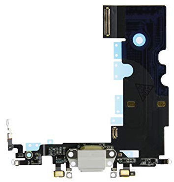 OnlyTech - Presa di ricarica Dock connettore con antenna flex, microfono e connettore di ricarica compatible con iPhone 8 bianco