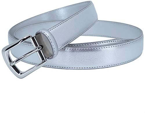 YEHMAN Klassischer 3 cm breiter Gürtel aus Rindspaltleder, verstellbar, silberfarbene Dornschließe 120 cm, silber, 120 cm