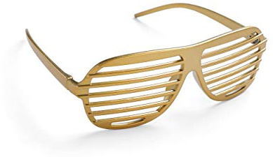 Komonee Gold Shutter Shades Fun Novelty Plastic Party Retro Fancy Dress Costume Prop Rave Club Eyewear Disco Adults 80's Sunglasses