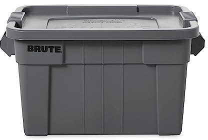 Rubbermaid Commercial Products BRUTE Tote 76L with Lid Grey FG9S3100GRAY