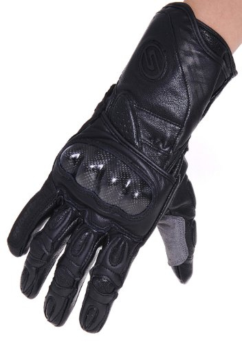 Seibertron SP2 SP-2 Leder Herren On-Road Motorrad-Handschuhe echtes Leder Moto-Cross Motobike Motorrad Sport-Handschuhe (Schwarz+Schwarz, XL)