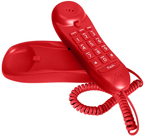 Slimline Red Colored Phone for Wall Or Desk with Memory