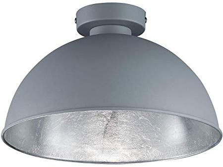 Reality Leuchten Deckenleuchte Jimmy, 1 x E27 ohne Leuchtmittel, Durchmesser 31 cm, Außen Grau, Innen Silber-farbig, R60121087