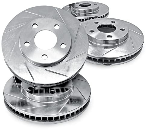 For 2001-2002 BMW Z3 R1 Concepts Front Rear Silver Zinc Diamond Slotted Brake Rotors