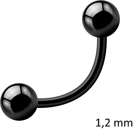 Treuheld Piercing Banane - Stahl - Schwarz - 1.2mm [02.] - 1.2 x 6 mm (Kugeln: 3mm)