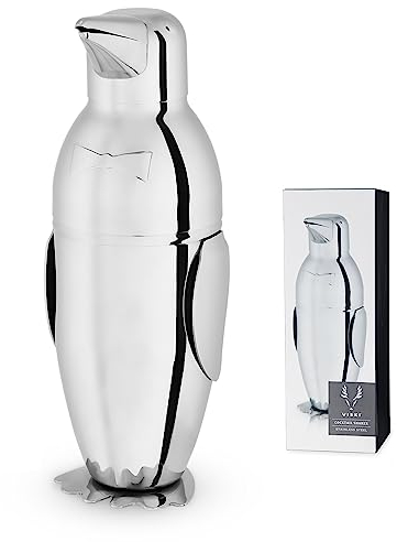 Viski 2670 Irving: Penguin Cocktail Shaker, Stainless Steel, Silver