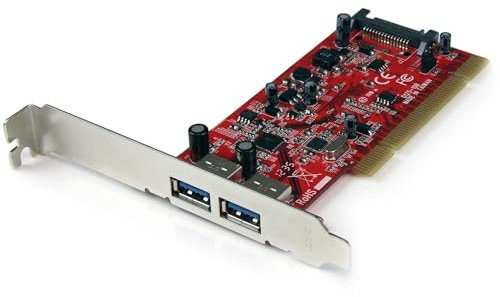 StarTech.com PCIUSB3S22 2 Port PCI SuperSpeed USB 3.0 Adapter Card with SATA Power, Dual Port PCI USB 3 Controller Card