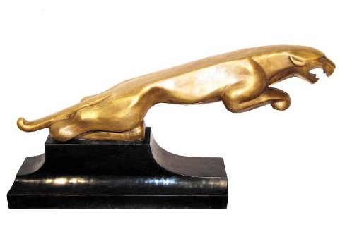 Kunst & Ambiente - Große Bronzefigur - XXL Panther im Sprung - signiert - Skulptur - Jaguar Kühlerfigur - Tierfigur - Bronze