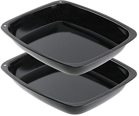 Spares2go Large Vitreous Enamel Roasting Tins Oven Baking Trays (Pack of 2)