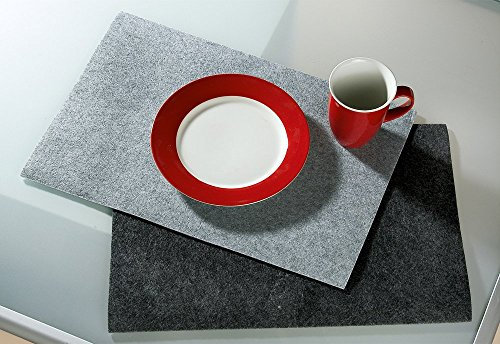 Filz Platzset Tischset rechteckig, 4er Set hellgrau, waschbar