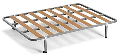 HOGAR24 Sommier à Lattes avec Pieds carrés + Roues, Tube 30 x 30, Fabrication Nationale - 80 x 180 cm, Pieds de 32 cm