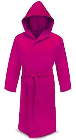 Irge Accappatoio Microfibra Cappuccio e Borsetta Unisex (Fuxia, S)