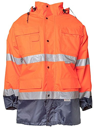 Planam 2056052 Herren Warn-/Wetterschutz Parka 2-farbig, orange marine, Größe L