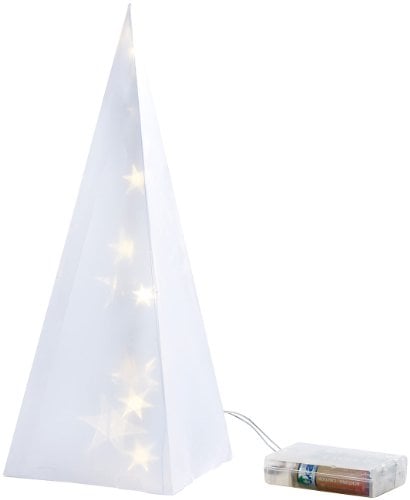 Lunartec Hologramm Weihnachten: Weihnachtsdeko Pyramide mit Hologramm-Effekt und 10 LEDs (LED Pyramide Weihnachten, Figur, Tischleuchte Batterie)