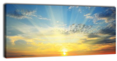 wandmotiv24 Leinwandbild Panorama Nr. 227 Sonnenaufgang 100x40cm, Keilrahmenbild, Bild auf Leinwand, Sonne Morgen Wolken