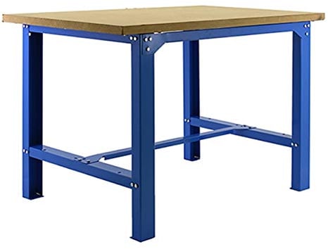 SimonRack Werkbank 600 kg Belastbarkeit, 86,5x180x75 cm, Große Arbeitsfläche Arbeitsfläche, Arbeitstisch, Holz-Arbeitsplatte, Blau/Holz Mdf - BT6
