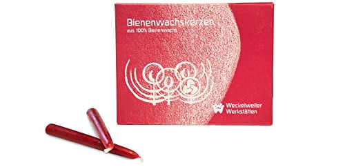 Weckelweiler Werkstätten Geburtstagskerzen, Baumkerzen aus Bienenwachs rot, 24 Stück