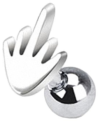 Piercingfaktor Piercing Ohr aus Chirurgenstahl Helix Tragus Ohrpiercing Cartilage Stab Barbell Stecker Mittelfinger Kugel Silber
