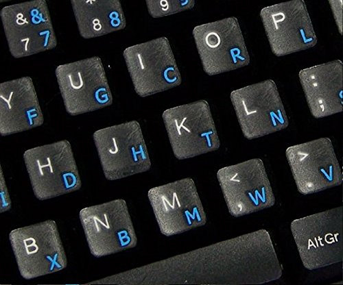 Qwerty Keys Dvorak transparente Tastaturaufkleber mit Blauen Buchstaben - Geeignet für Jede Tastatur