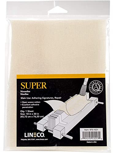 Lineco 375833 Super Buchbindermaterial – Offene gewebte Baumwolle, 45,7 x 76,2 cm, weiß, 18Wx30L