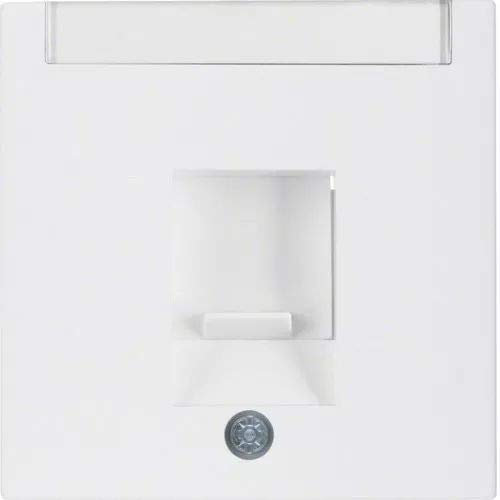 Tapa central con protección contra suciedad y portaetiquetas series berker S.1/ B.3/ B.7 de hager, blanco polar, mate