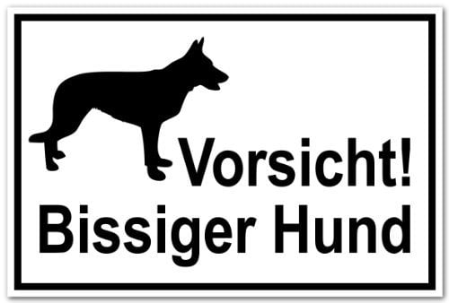 Hinweisschild aus Kunststoff - Vorsicht! Bissiger Hund - 20 x 30 cm