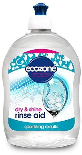 EcoZone Rinse Aid, Natural Rinsing Aid for Dishwashers, Dry & Shine Gentle Formula for Sparkling & Streak-Free Results, Leaves Glass & Crockery Hygienically Clean, Vegan Friendly Solution (500ml)