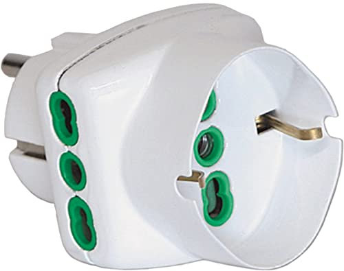 FANTON 82230 Adattatore triplo VERTICAL SYSTEM spina Schuko 2P+T 16A 2 prese bipasso italiane 2P+T 16A 1 presa bipasso schuko 2P+T 16A