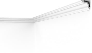 10 Stück (20m) Deckenleisten D8 Eck Decken Leiste Deckendeko Zierprofil Deckenprofil