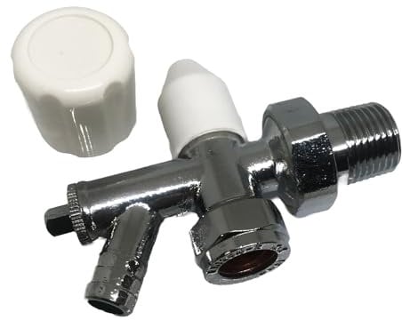 Optima Radiator Valve Angled 15mm Chrome Plated with Draw Off Drain