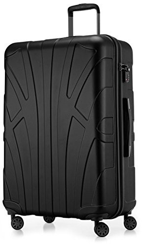 suitline - großer Hartschalen-Koffer Koffer Trolley Rollkoffer XL Reisekoffer, TSA, 76 cm, ca. 96-110 Liter, 100% ABS Matt, Schwarz