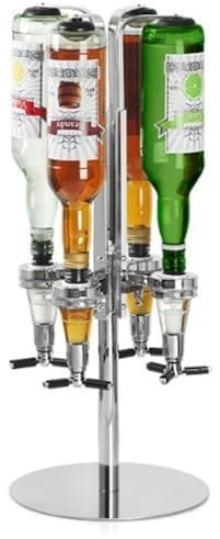bar@drinkstuff Rotary 4 Bottle Stand Rotating Drinks Dispenser, Optics Dispenser for Spirits