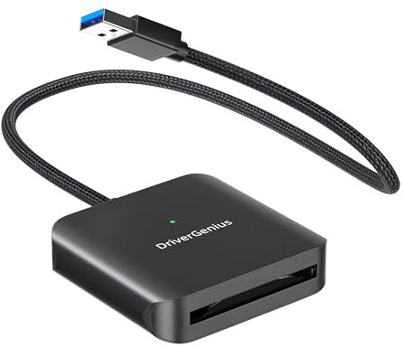 DriverGenius SpeedX CFast | Lector de Tarjetas USB CFast 2.0 con USB3.2 Gen1 5Gbps - para Fotógrafos y Videógrafos DSLR - Cable Trenzado de 30cm y Construcción Metálica