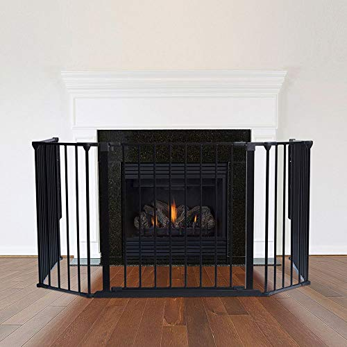 Safetots Protezione per Camino Multipannello, 88cm di Profondità x 104cm di Larghezza, Nero, 70cm di Altezza, Paracamino per Bambini e Animali Domestici, Barriera di Sicurezza