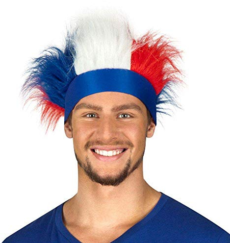 Boland Generique - Bandeau avec Cheveux Tricolore France Adulte