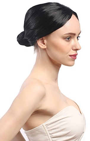 WIG ME UP - 68127-P103 Perücke Damen Karneval Fasching Schwarz Streng Dutt Haarknoten Ballerina Ballett Tänzerin