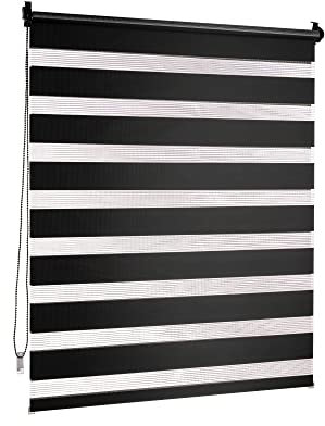 Victoria M. Doppelrollo Klemmfix ohne Bohren, 90 x 230 cm (BxH) Schwarz, Rollo Fensterrollo lichtdurchlässig & verdunkelnd,Duo-Rollo Klemmmontage Zebrarollo für Fenster & Türen