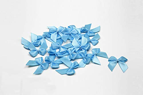20 Stück Satinschleifen 2,5x3cm (hell blau 311) // Deko Schleifen für Hochzeit Taufe Kommunion Applikation Streudeko einfarbig