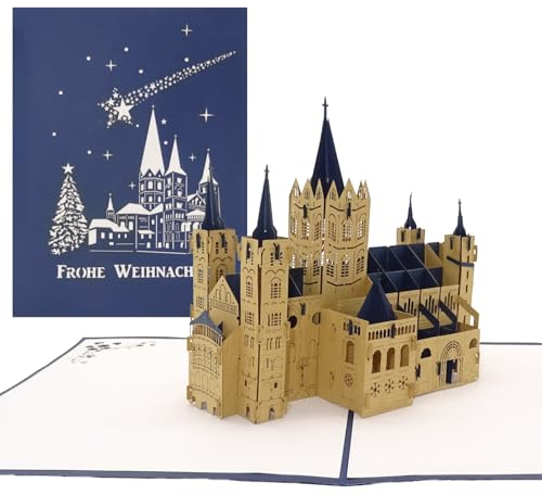 Weihnachtskarte Bonn - Bonner Münster - 3D Pop Up Karte – Grußkarte als Souvenir, Geschenk, Geldgeschenk, Geschenkverpackung