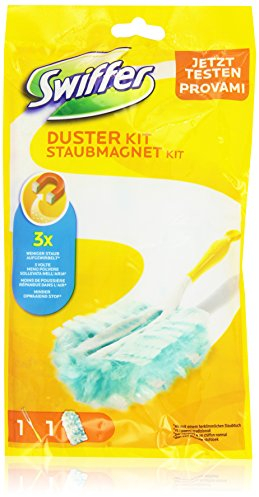 Swiffer Starter Kit Duster Scopa con 1 Manico + 1 Piumino Ricarica di Ricambio, per Catturare e Intrappolare la Polvere