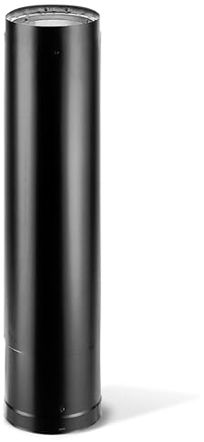 DuraVent DVL 6 Inch Double Wall Steel Stove Pip, Telescoping Chimney Wood Burning Connector to Vent Smoke or Exhaust, Black, 6DVL-68TA
