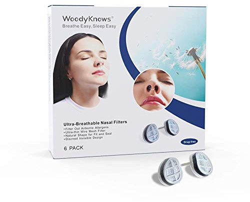WoodyKnows ultra-atmungsaktive Nasenfilter, Hilfe bei saisonalen Allergien und Stauballergien (Schmal, S, 6 Nasenfiltern)