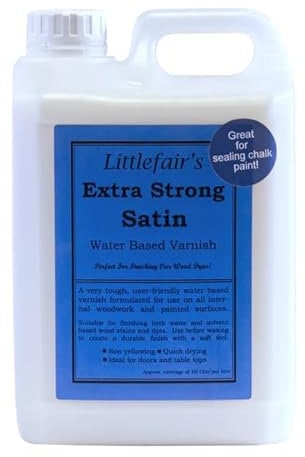 Littlefair's Varnish for Wood - 2.5ltr - X Strong & Fast Drying Wood Varnish - Water Based Interior Polyurethane Wood Finish - Lacquer Clear Coat for Wood - Clear Coating Wood Protector - Satin